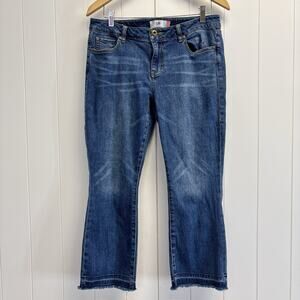 CAbi Kick It Crop Frayed Hem Jeans Women 10 Blue Preppy Hipster Casual #5307